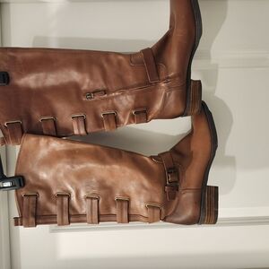 Brown Leather Knee-High Boots